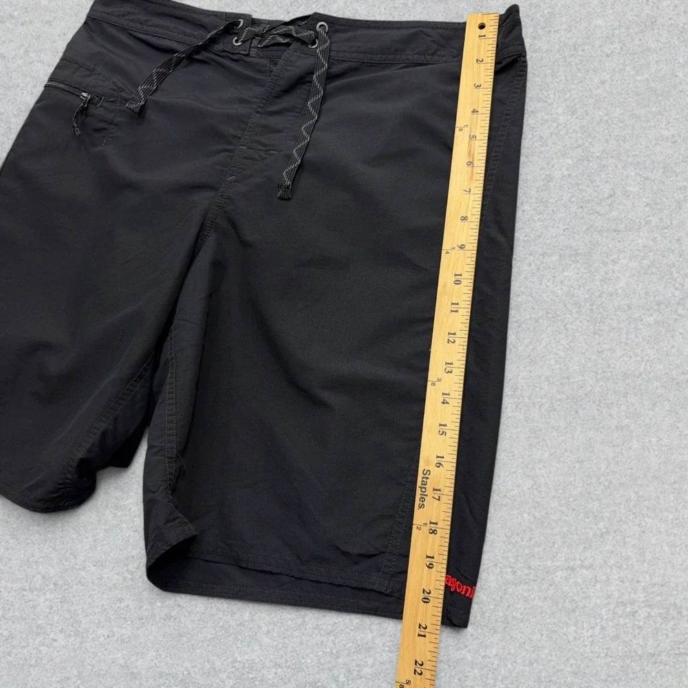 Patagonia Wavefarer Board Shorts Men's 34 Black Drawstring Linerless Surf Swim